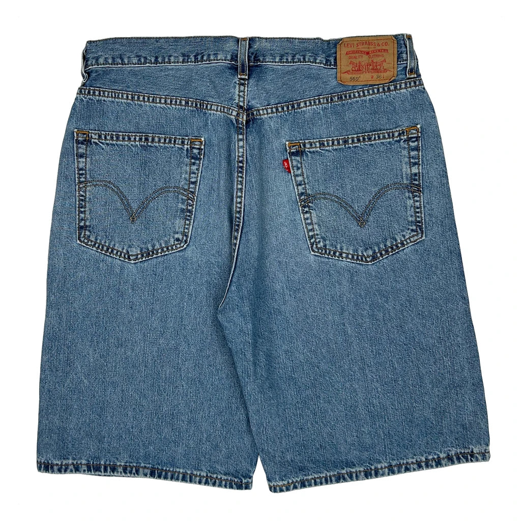 Levis 569 Baggy Denim Shorts - 36W 10L Blue Cotton