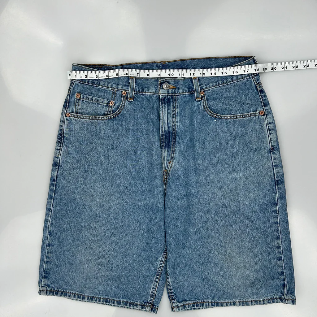 Levis 569 Baggy Denim Shorts - 36W 10L Blue Cotton - Image 3