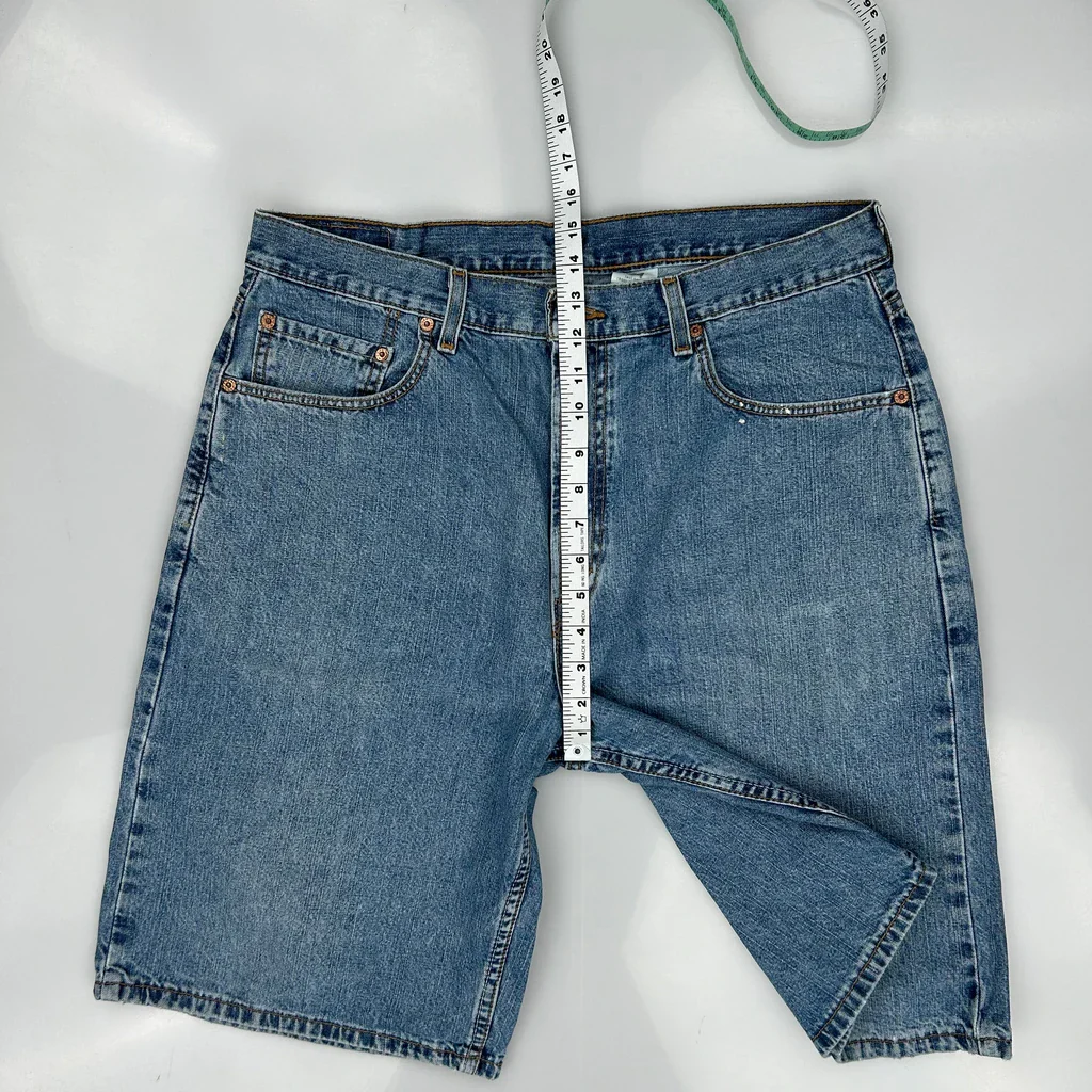 Levis 569 Baggy Denim Shorts - 36W 10L Blue Cotton - Image 4