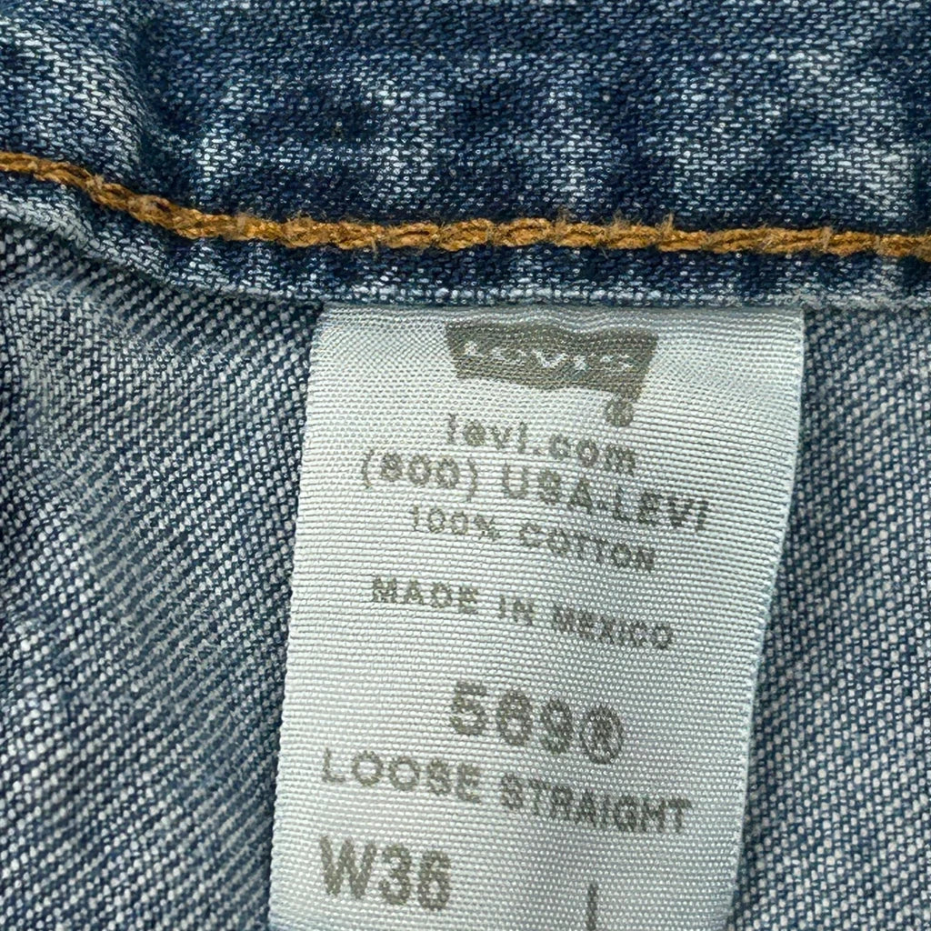 Levis 569 Baggy Denim Shorts - 36W 10L Blue Cotton - Image 6