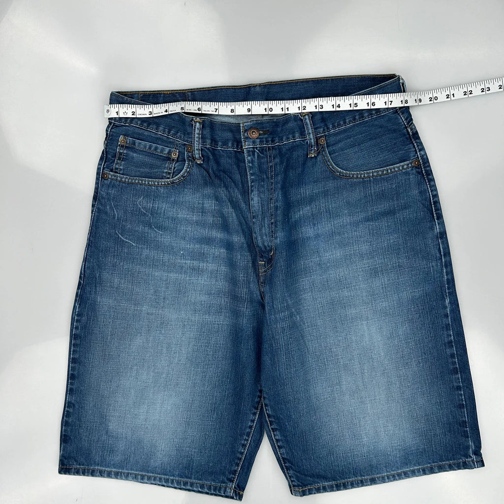 Levis Baggy Denim Shorts - 36W 11L Blue Denim - Image 3