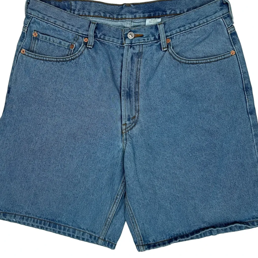 Levis 550 Baggy Denim Shorts - 36W 10L Blue Cotton - Image 10