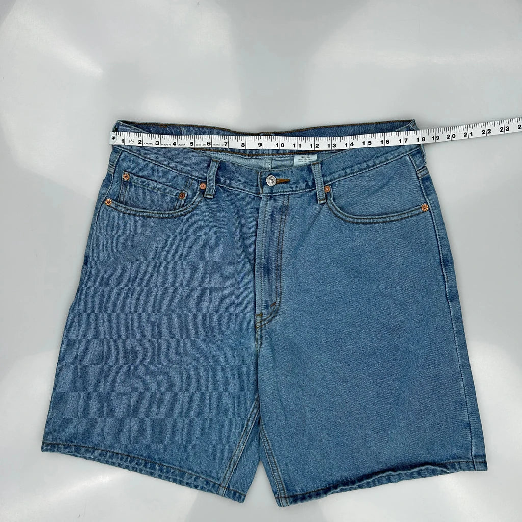 Levis 550 Baggy Denim Shorts - 36W 10L Blue Cotton - Image 3