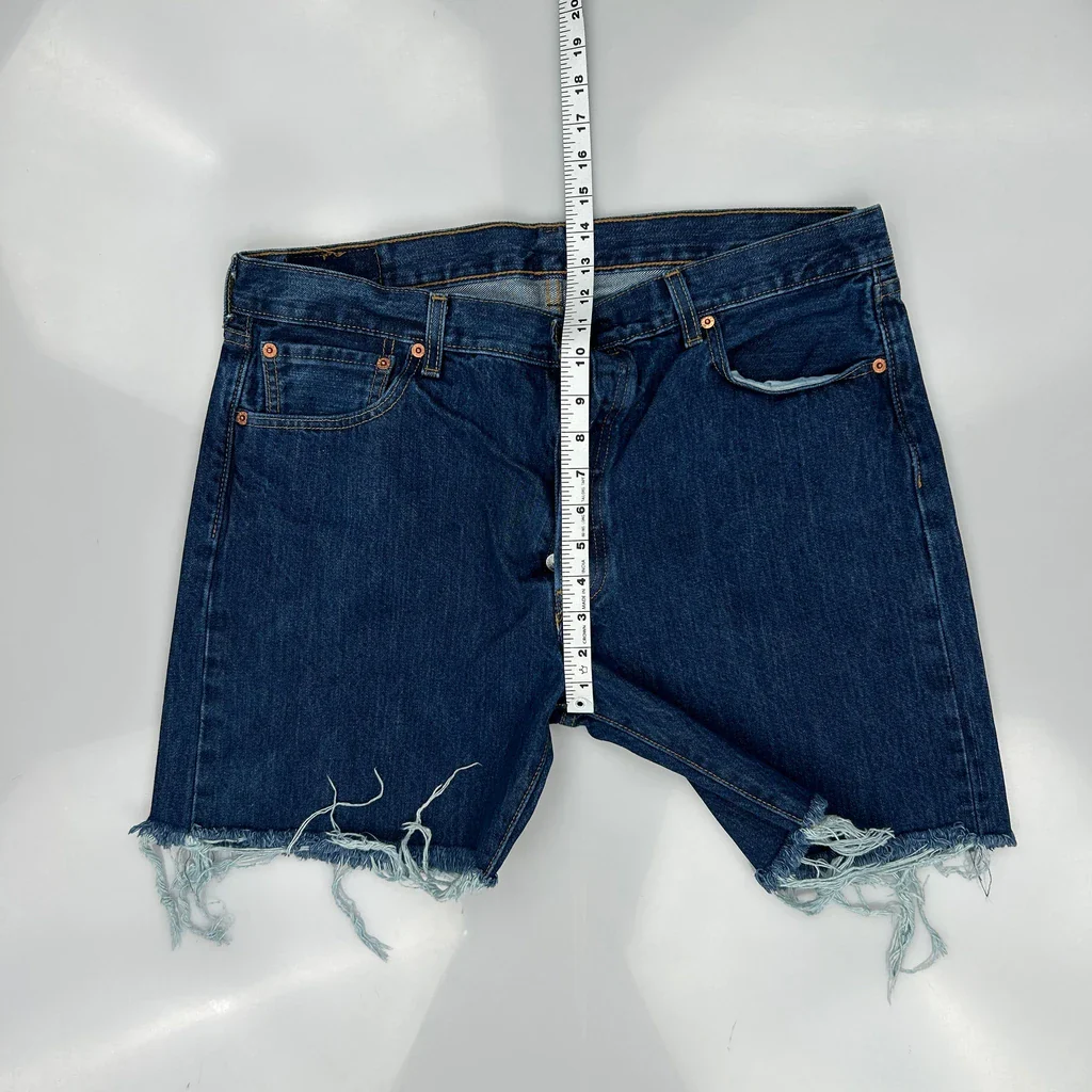 Levis Cut Off Denim Shorts - 36W 9L Blue Denim - Image 4