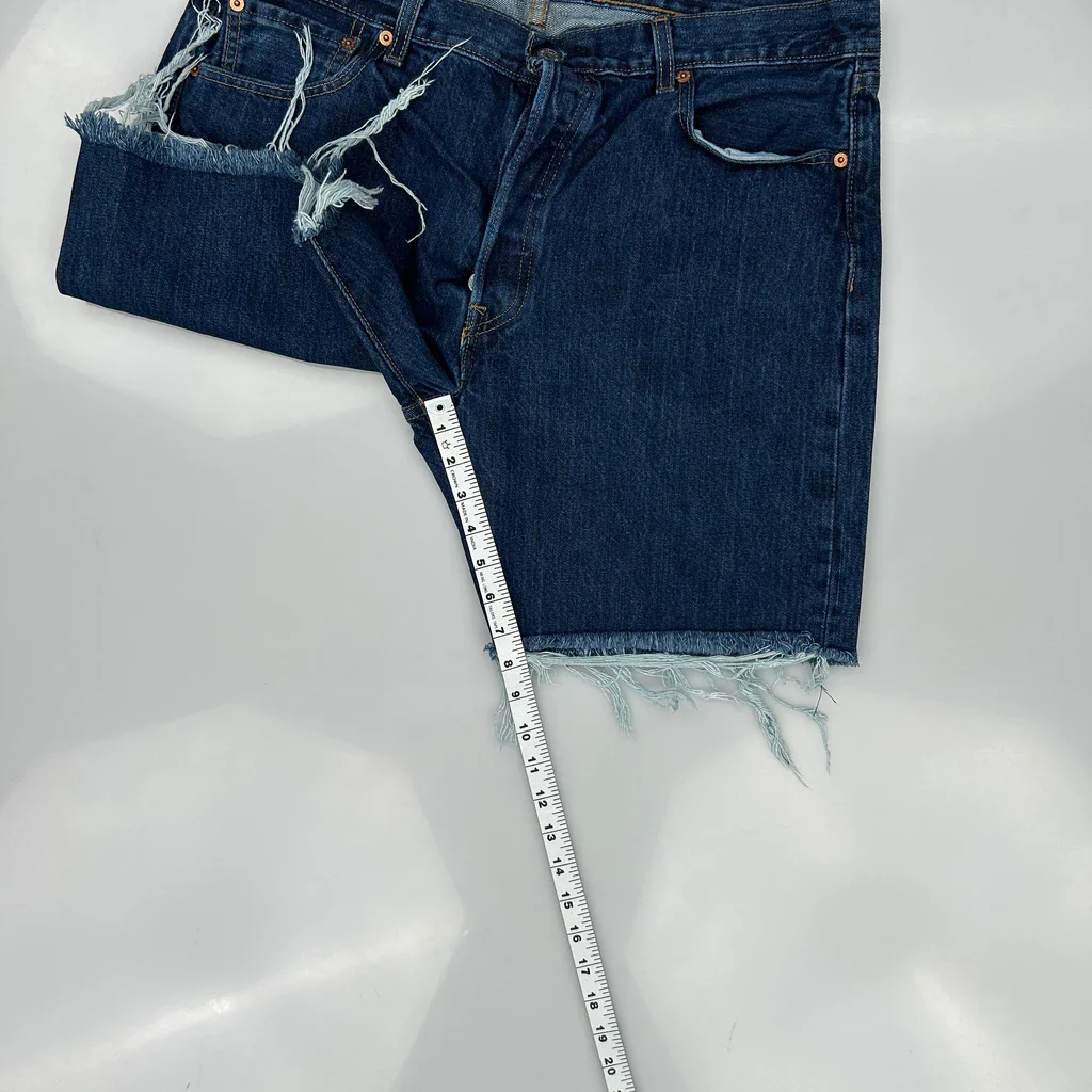Levis Cut Off Denim Shorts - 36W 9L Blue Denim - Image 5