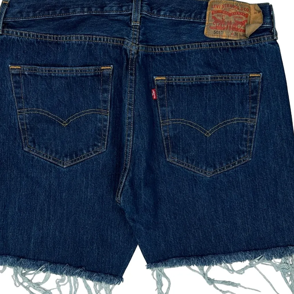 Levis Cut Off Denim Shorts - 36W 9L Blue Denim - Image 7
