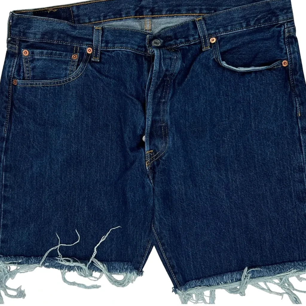 Levis Cut Off Denim Shorts - 36W 9L Blue Denim - Image 8