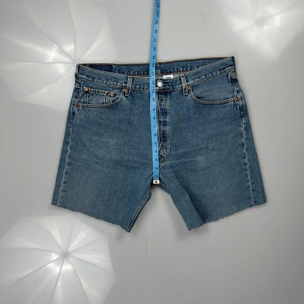 Levis Cut Off Denim Shorts - 36W 9L Blue Cotton - Image 4