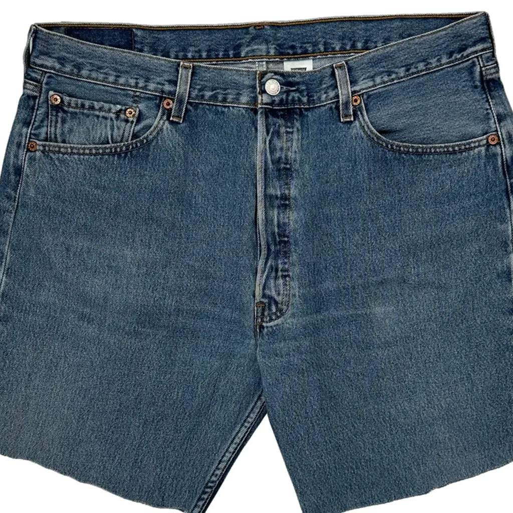 Levis Cut Off Denim Shorts - 36W 9L Blue Cotton - Image 9