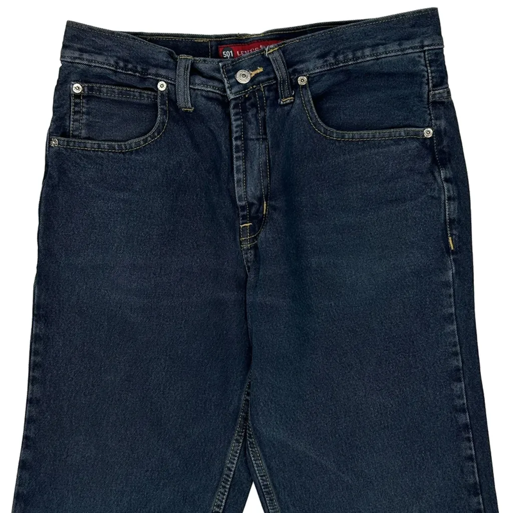 Levis Cut Off Denim Shorts - 32W 12L Dark Wash Denim - Image 10
