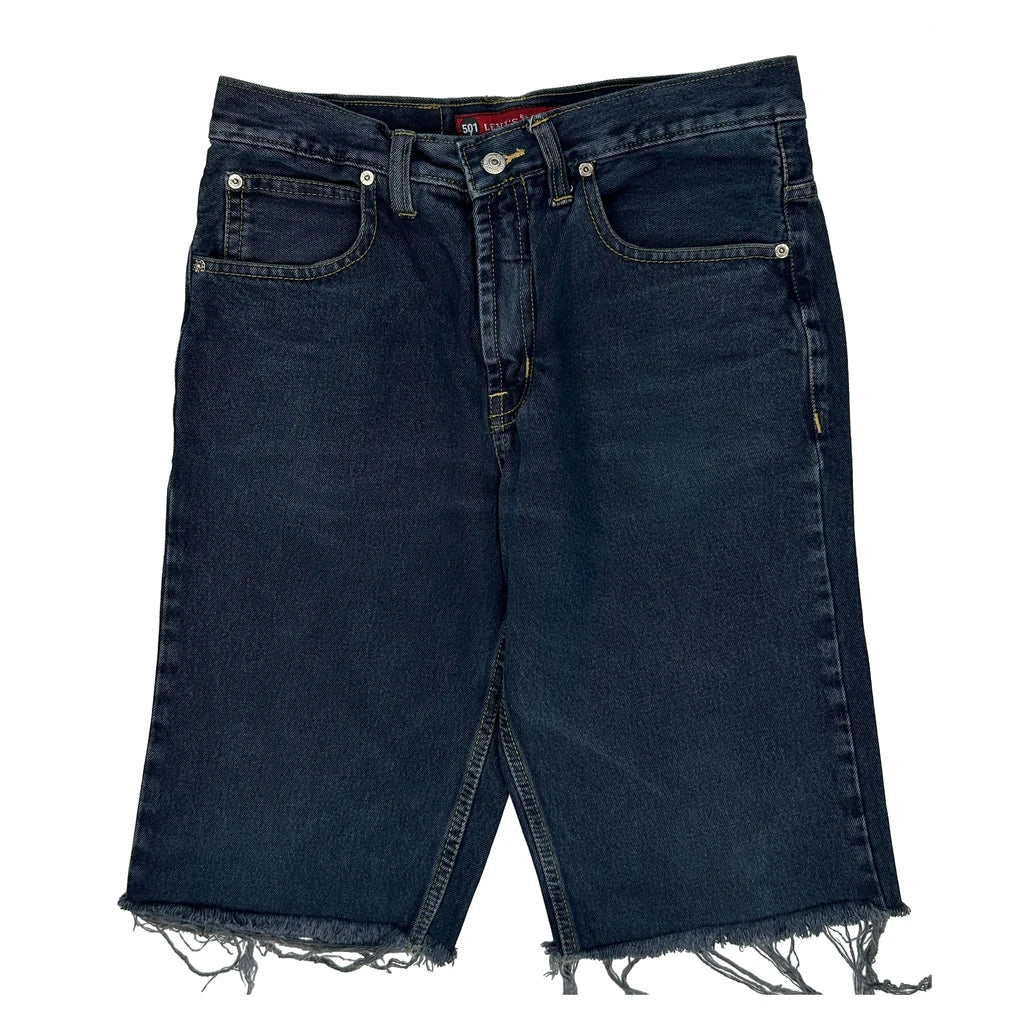 Levis Cut Off Denim Shorts - 32W 12L Dark Wash Denim - Image 2
