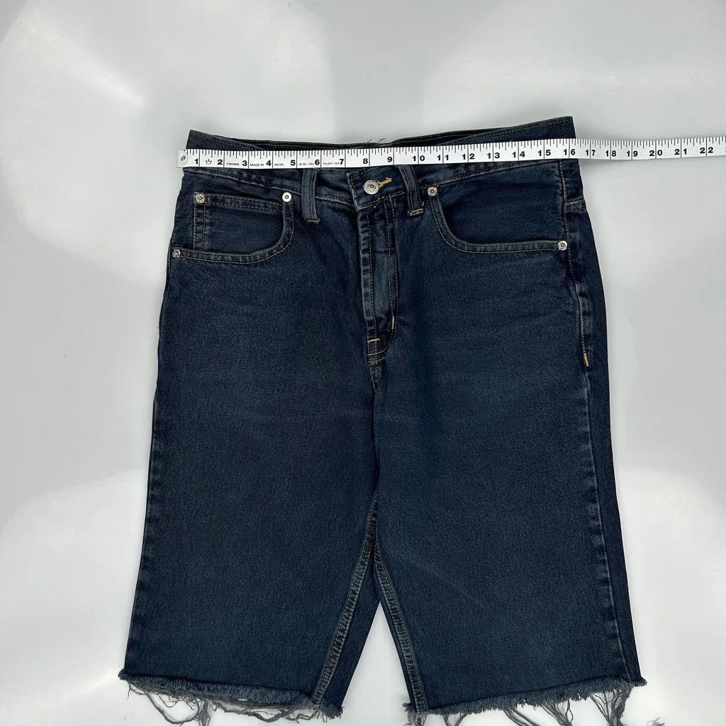 Levis Cut Off Denim Shorts - 32W 12L Dark Wash Denim - Image 3
