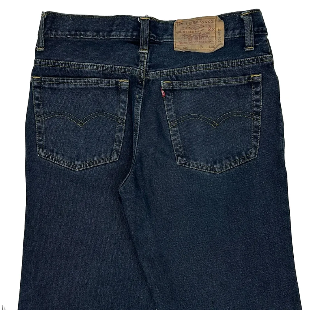 Levis Cut Off Denim Shorts - 32W 12L Dark Wash Denim - Image 7