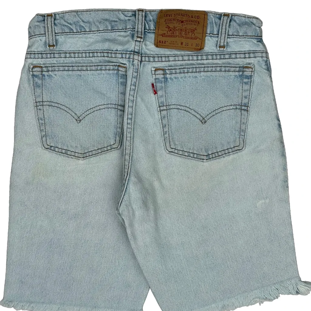 Levis Cut Off Denim Shorts - 29W 10L Light Wash Denim - Image 7