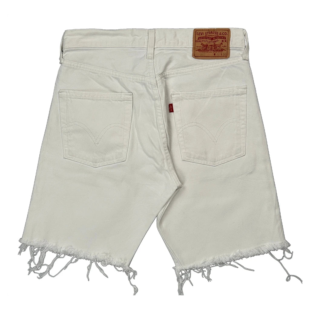 Levis Cut Off Denim Shorts - 30W 10L White Cotton