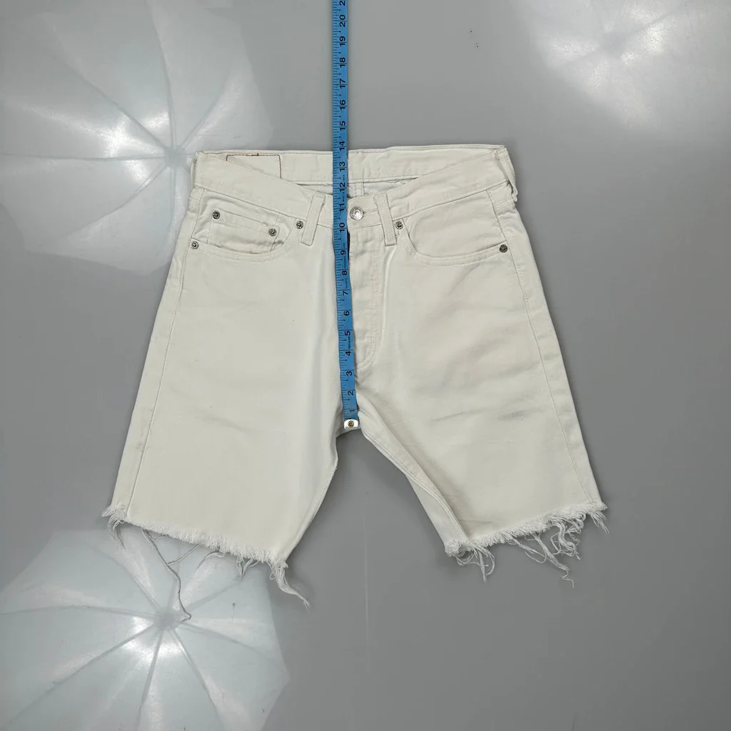 Levis Cut Off Denim Shorts - 30W 10L White Cotton - Image 4