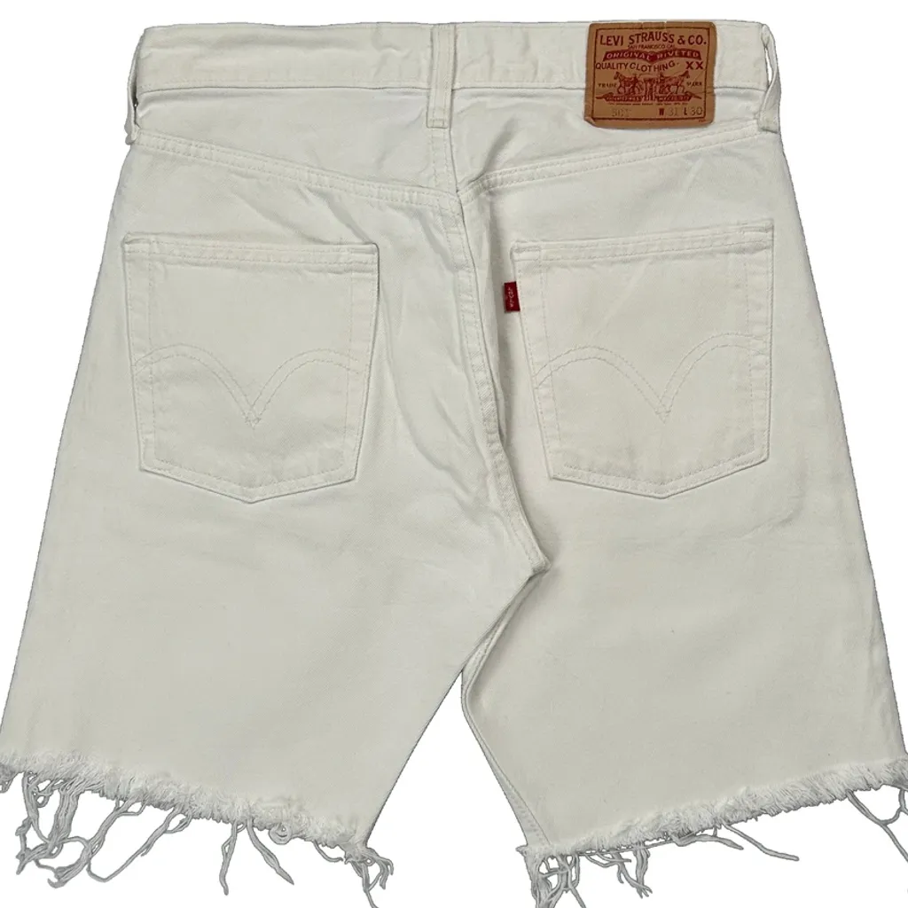 Levis Cut Off Denim Shorts - 30W 10L White Cotton - Image 7