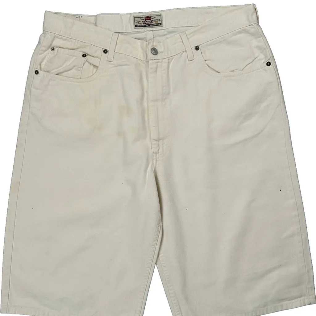 Levis Baggy Denim Shorts - 36W 10L White Cotton - Image 10