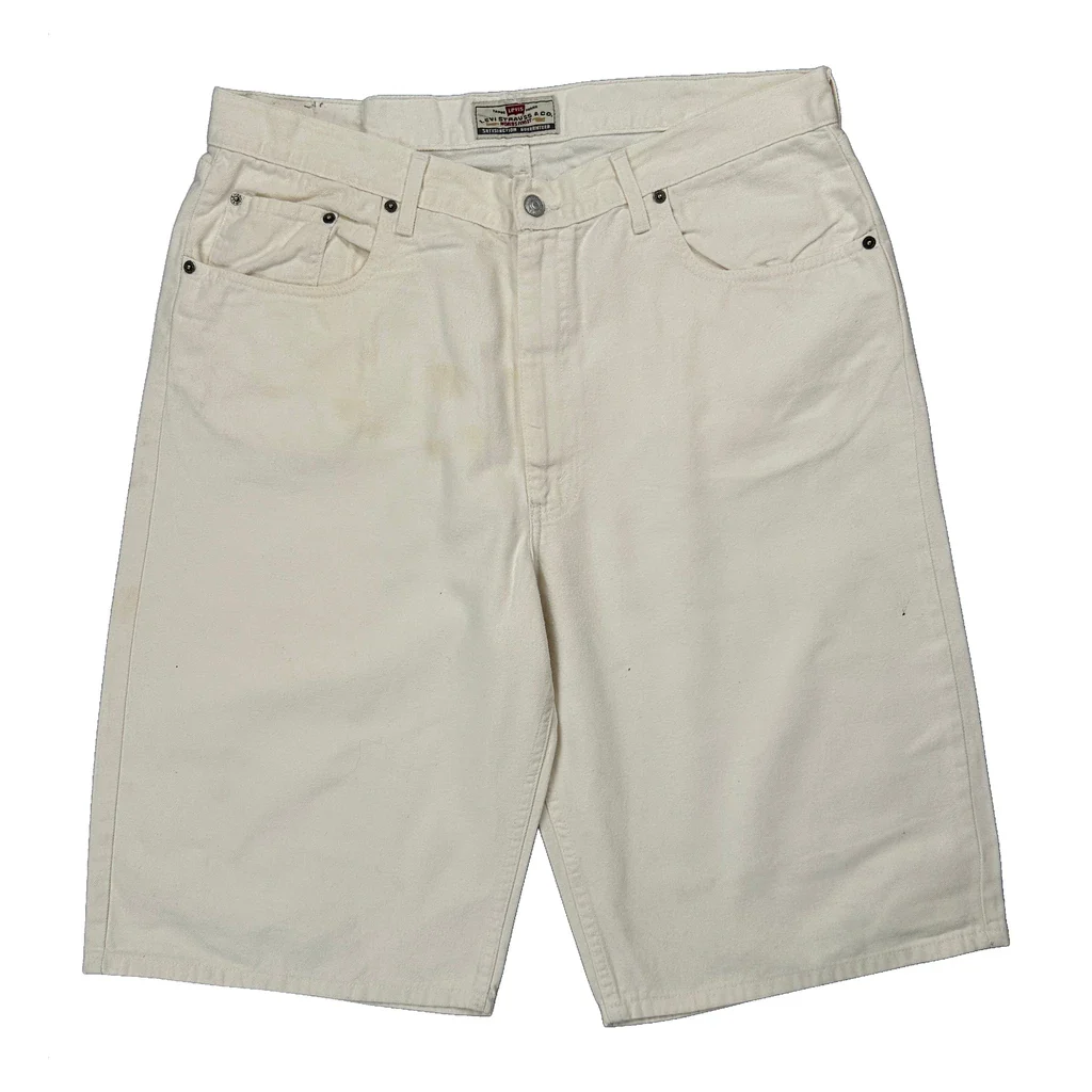Levis Baggy Denim Shorts - 36W 10L White Cotton - Image 2