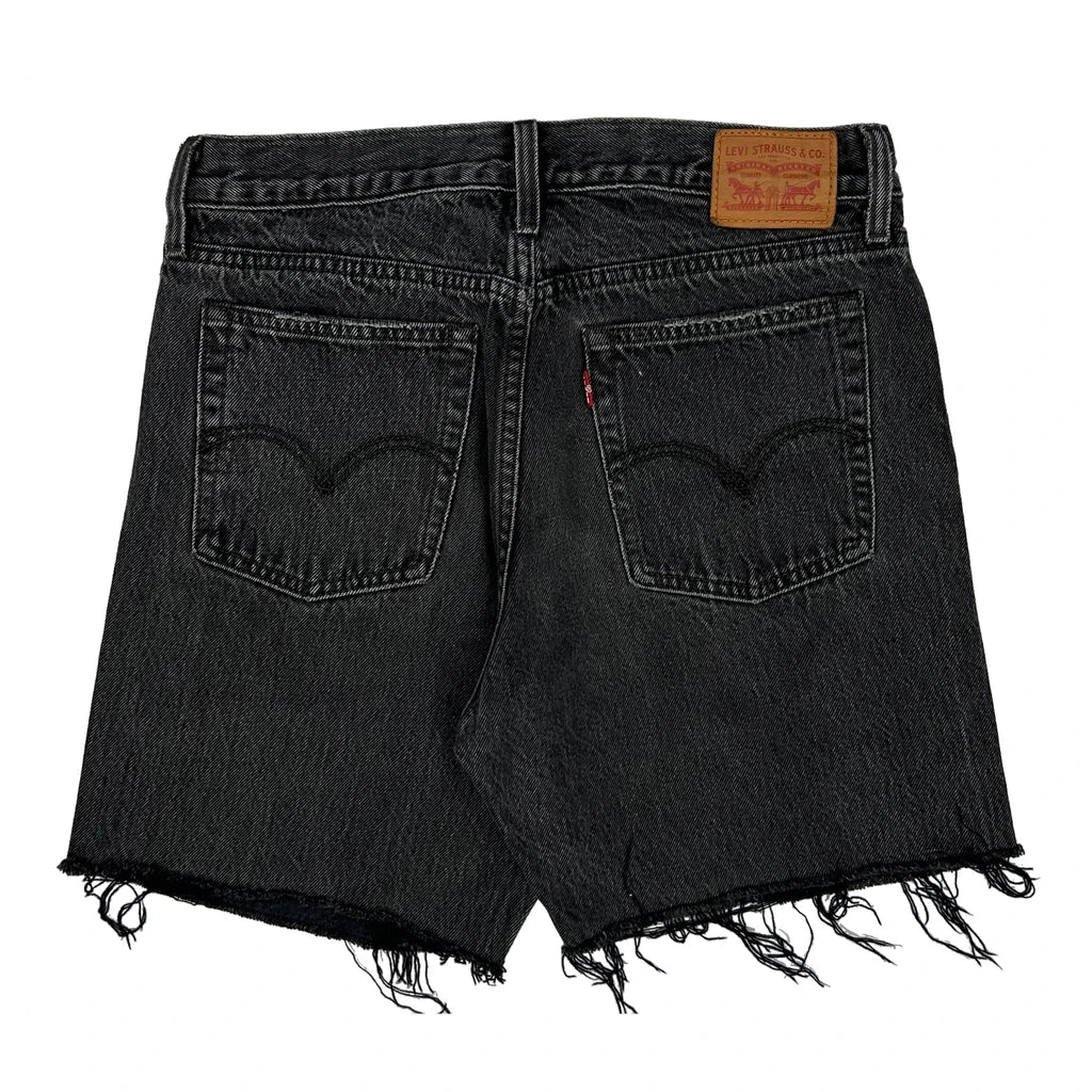 Levis Cut Off Denim Shorts - 30W UK 10 Black Denim