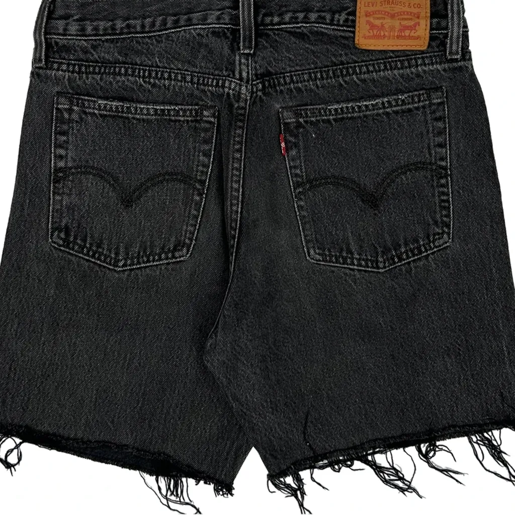 Levis Cut Off Denim Shorts - 30W UK 10 Black Denim - Image 6