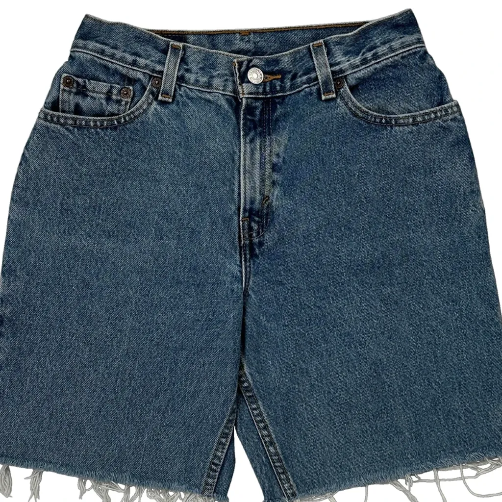 Levis Cut Off Denim Shorts - 25W UK 6 Blue Cotton - Image 10