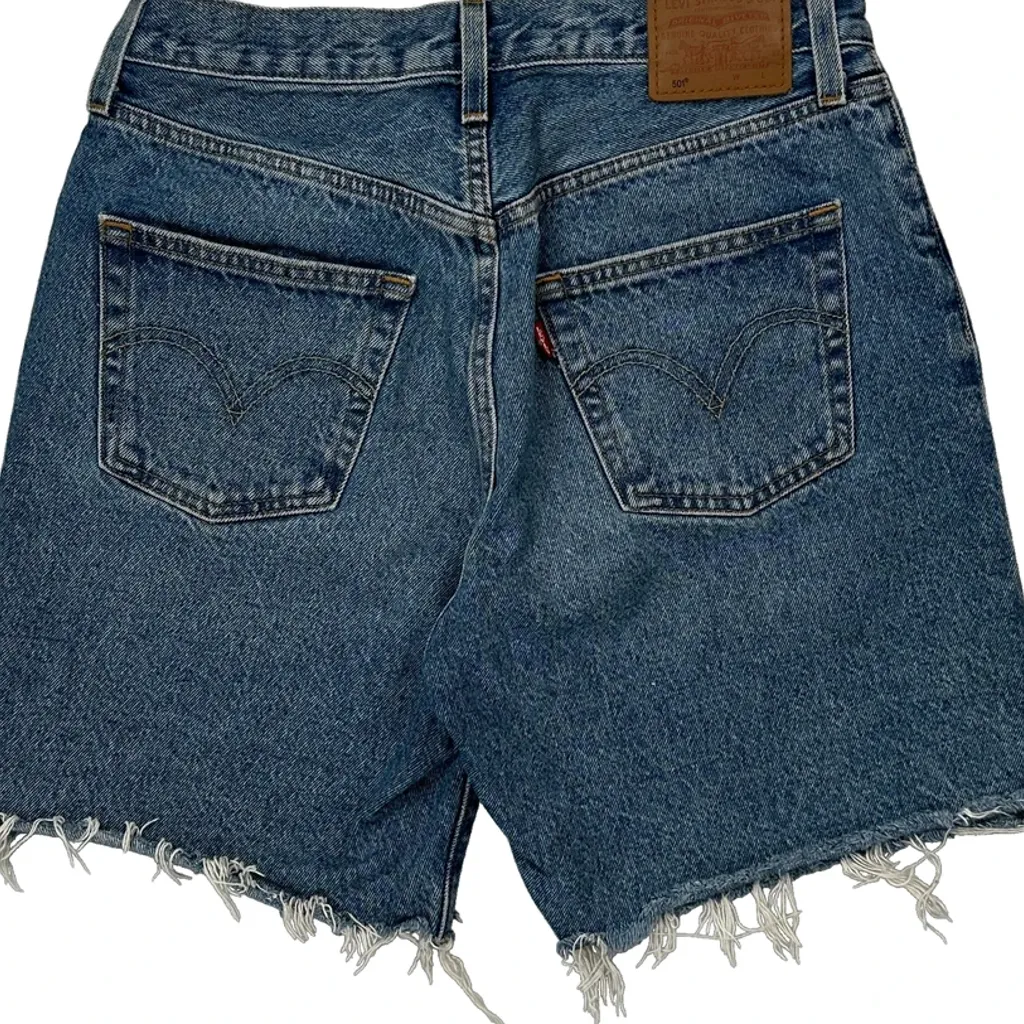 Levis Cut Off Denim Shorts - 29W UK 10 Blue Denim - Image 7