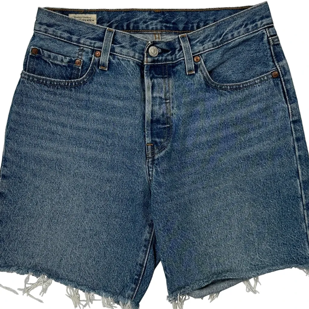 Levis Cut Off Denim Shorts - 29W UK 10 Blue Denim - Image 9