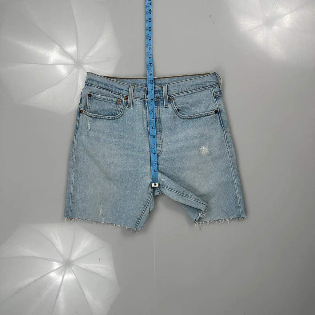 Levis Cut Off Denim Shorts - 29W UK 10 Light Wash Denim - Image 3
