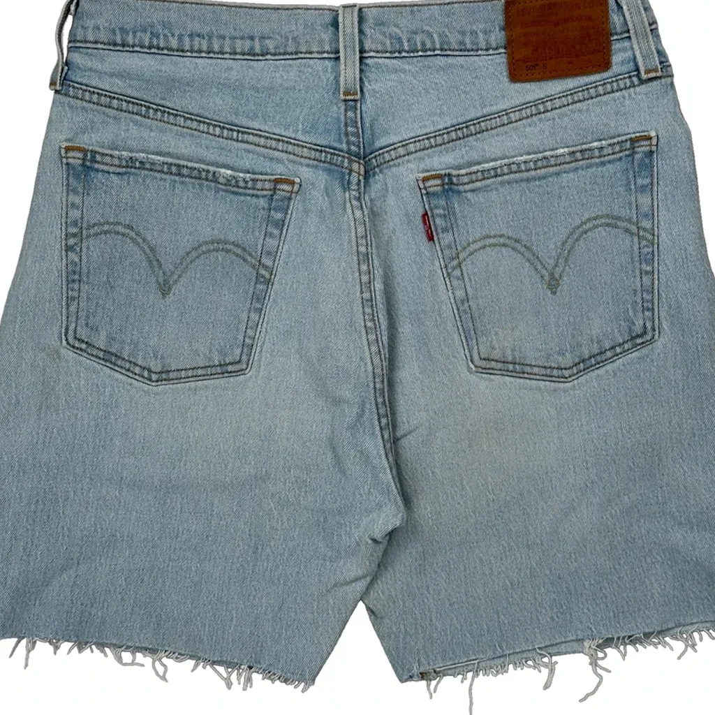 Levis Cut Off Denim Shorts - 29W UK 10 Light Wash Denim - Image 6