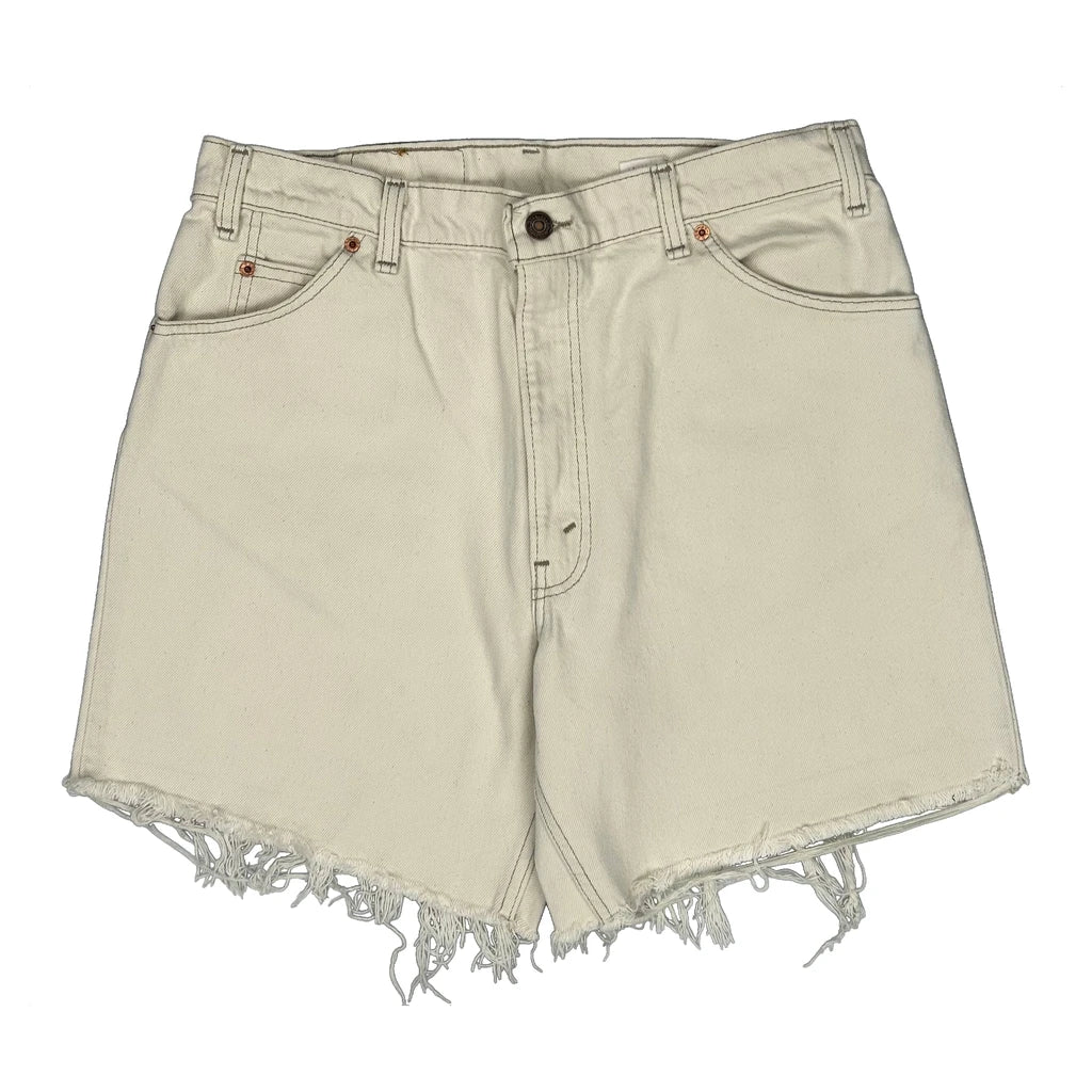 Levis Cut Off Denim Shorts - 32W UK 12 White Cotton - Image 2