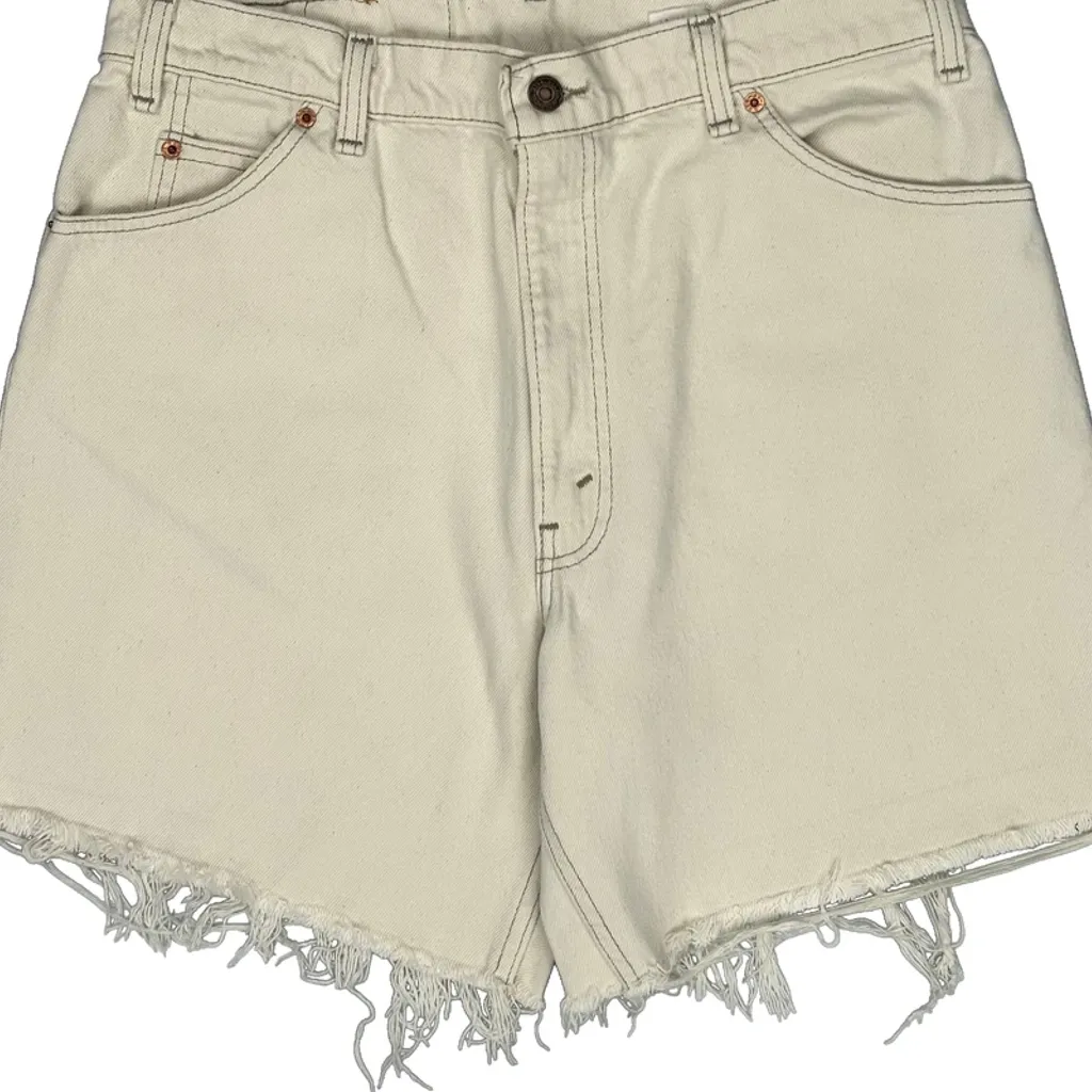 Levis Cut Off Denim Shorts - 32W UK 12 White Cotton - Image 8