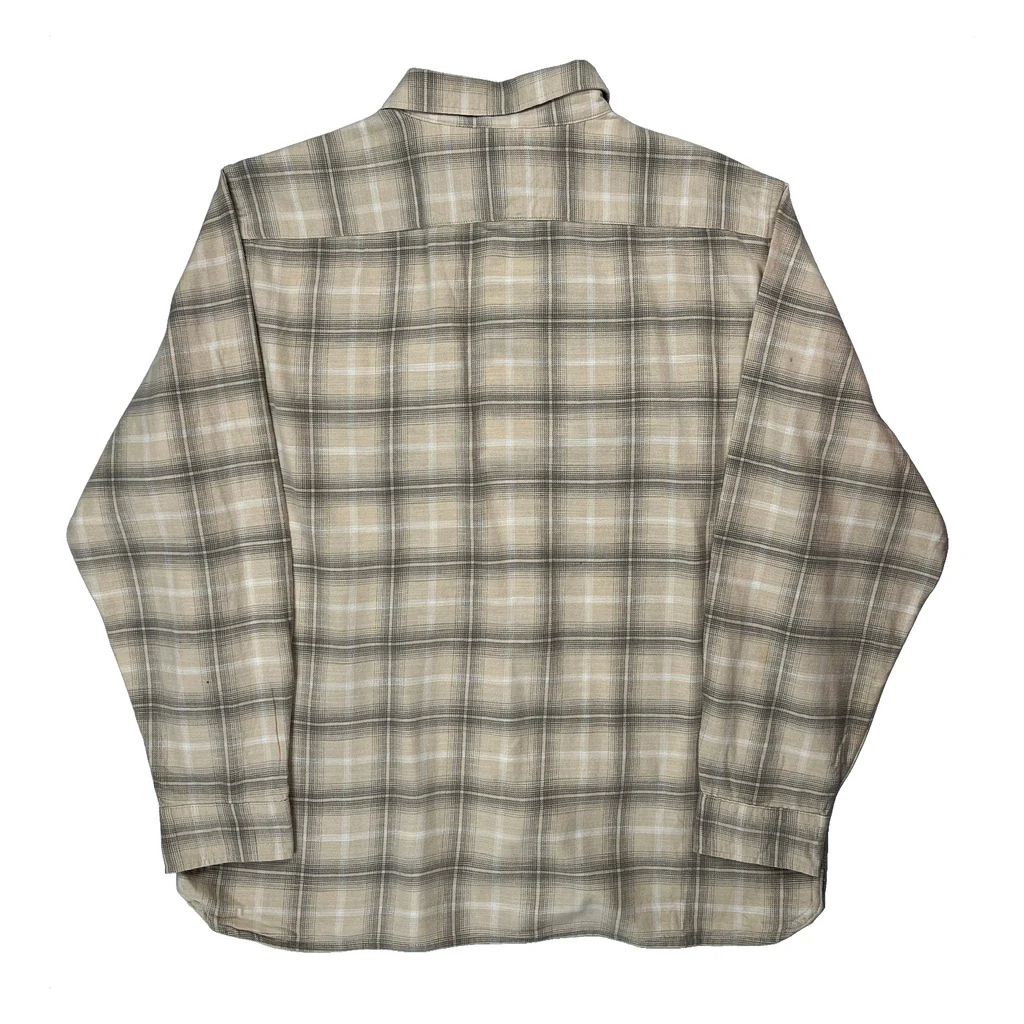 Levis Checked Flannel Shirt - Large Beige Cotton - Image 2