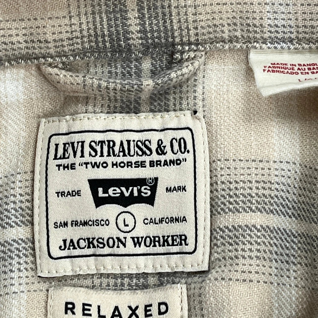 Levis Checked Flannel Shirt - Large Beige Cotton - Image 3