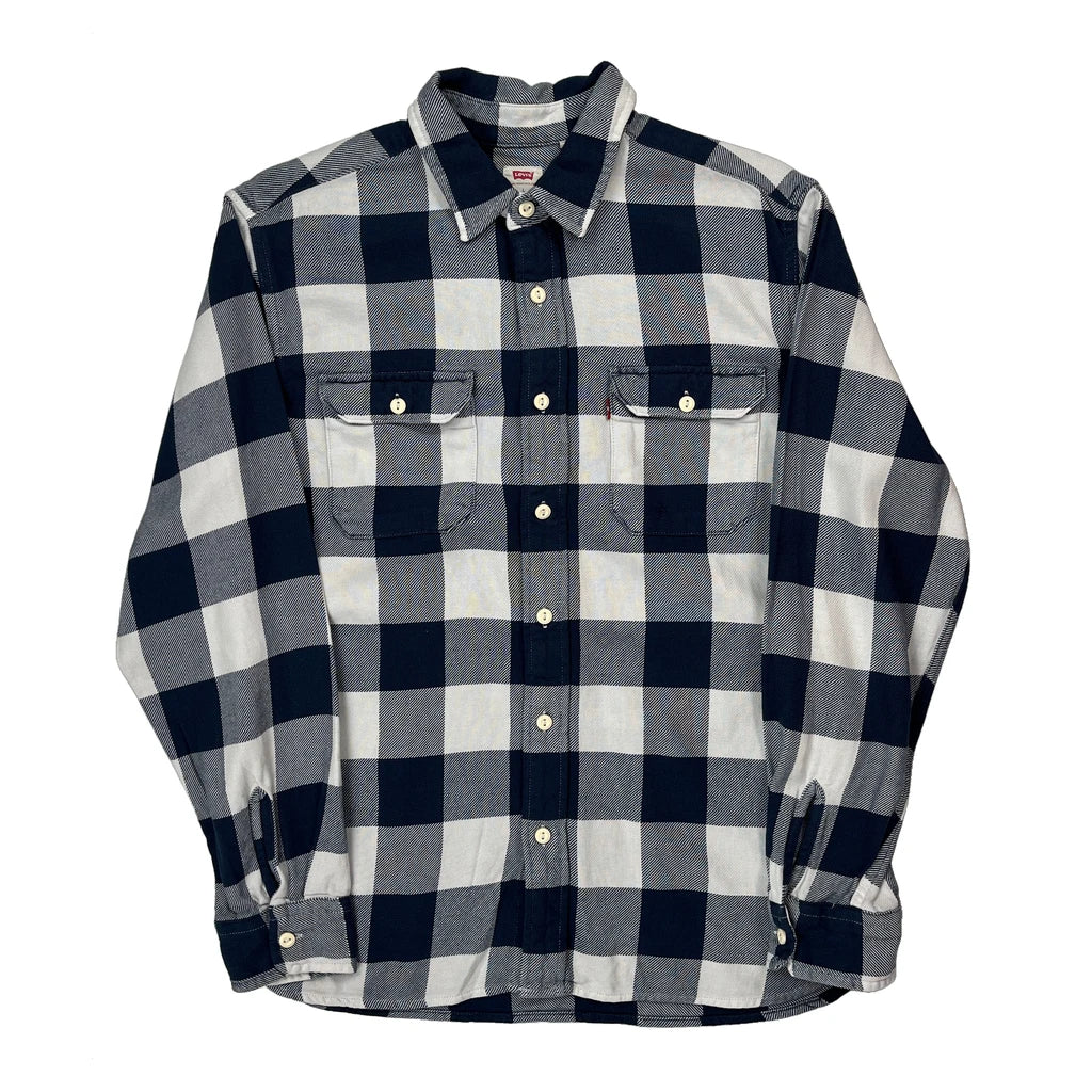 Levis Checked Flannel Shirt - Large Black & White Cotton
