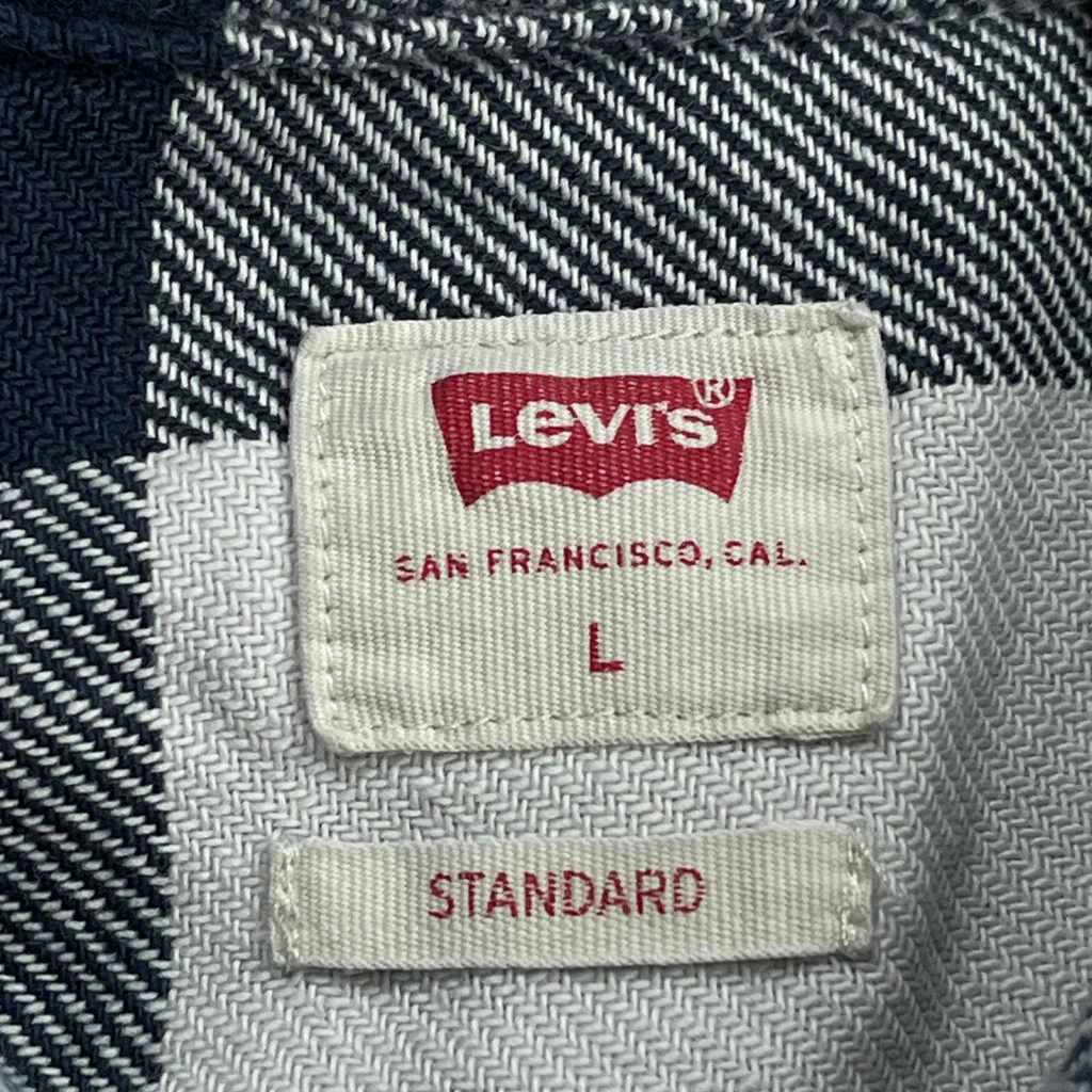 Levis Checked Flannel Shirt - Large Black & White Cotton - Image 3