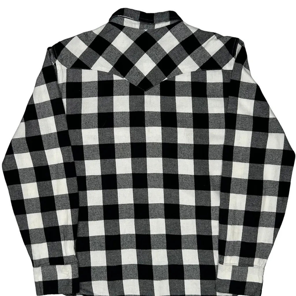 Levis Checked Flannel Shirt - Medium Black & White Cotton - Image 6