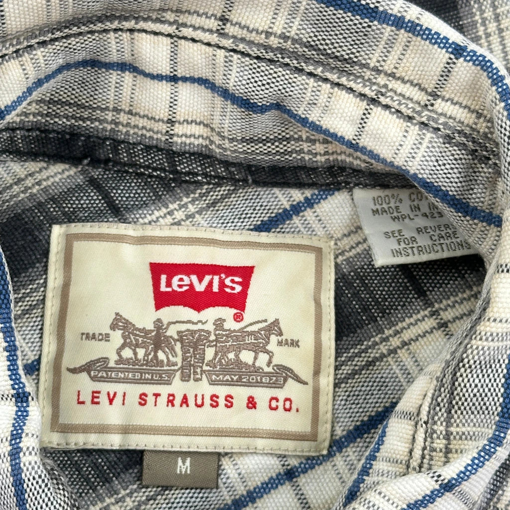 Levis Checked Flannel Shirt - Medium Black & White Cotton - Image 3