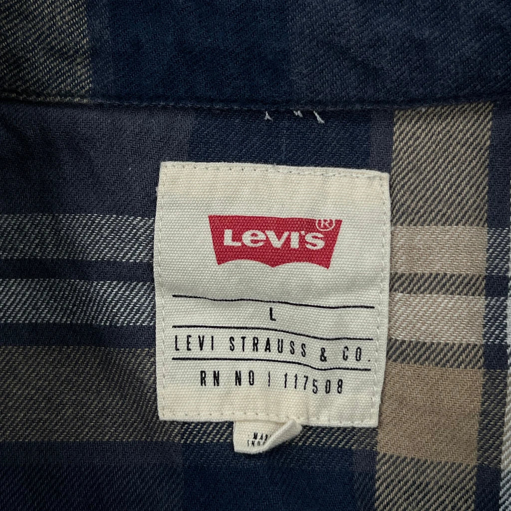 Levis Checked Flannel Shirt - Large Blue Cotton - Image 3