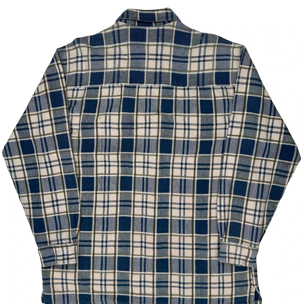 Levis Checked Flannel Shirt - Medium Blue Cotton - Image 6