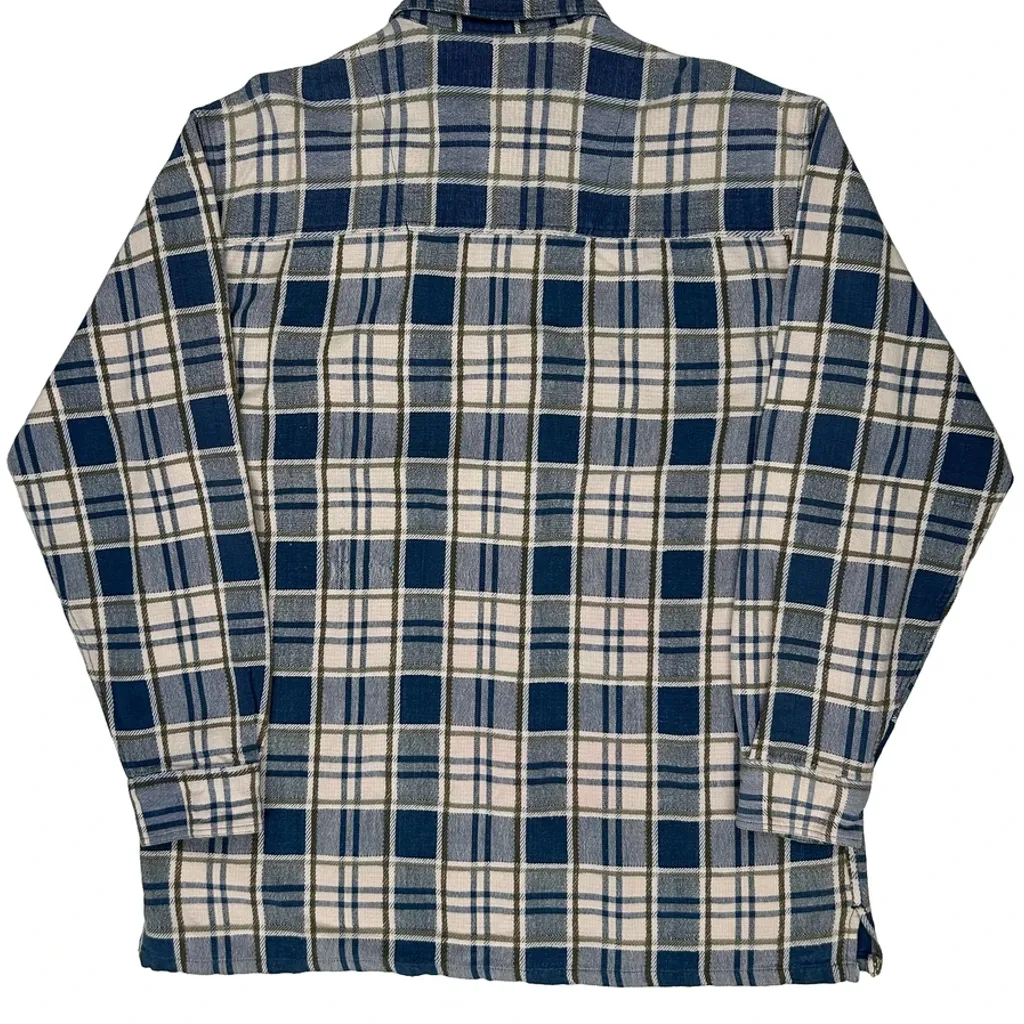 Levis Checked Flannel Shirt - Medium Blue Cotton - Image 7