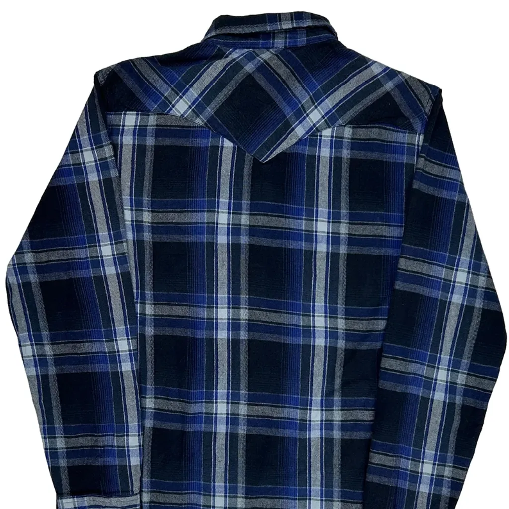 Levis Checked Flannel Shirt - Small Blue Cotton - Image 6