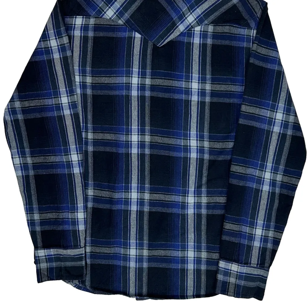 Levis Checked Flannel Shirt - Small Blue Cotton - Image 7