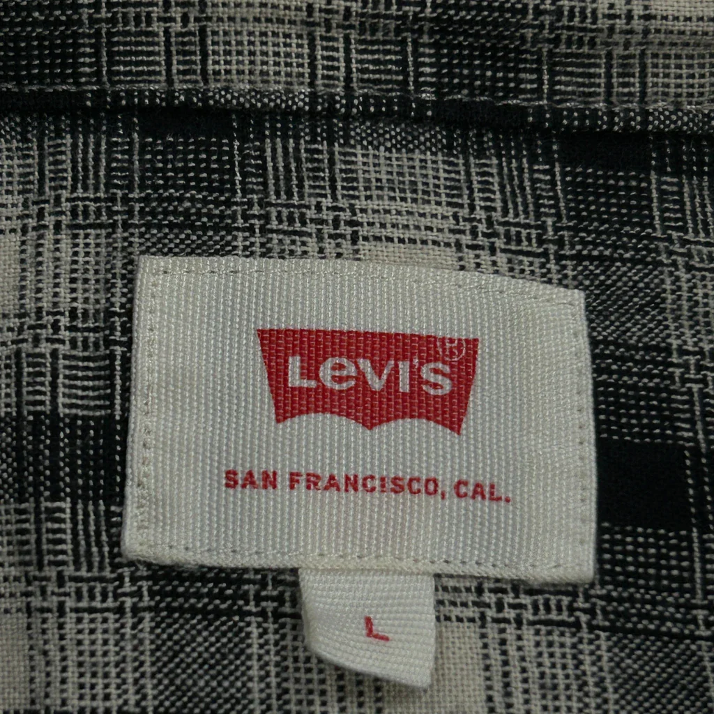 Levis Checked Flannel Shirt - Large Gray Cotton - Image 3