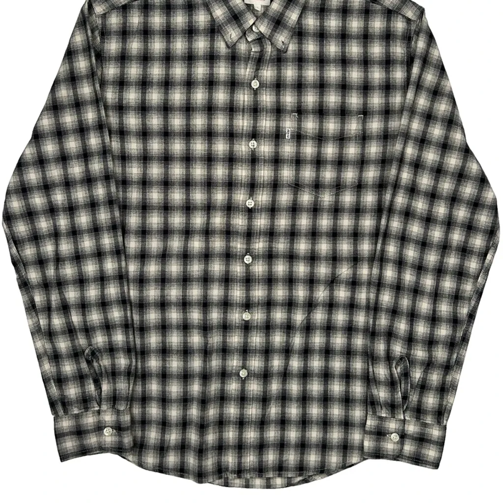 Levis Checked Flannel Shirt - Large Gray Cotton - Image 4