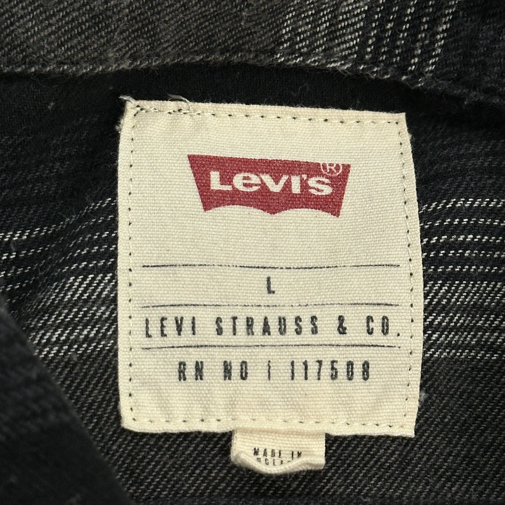 Levis Striped Flannel Shirt - Large Grey Cotton - Image 3