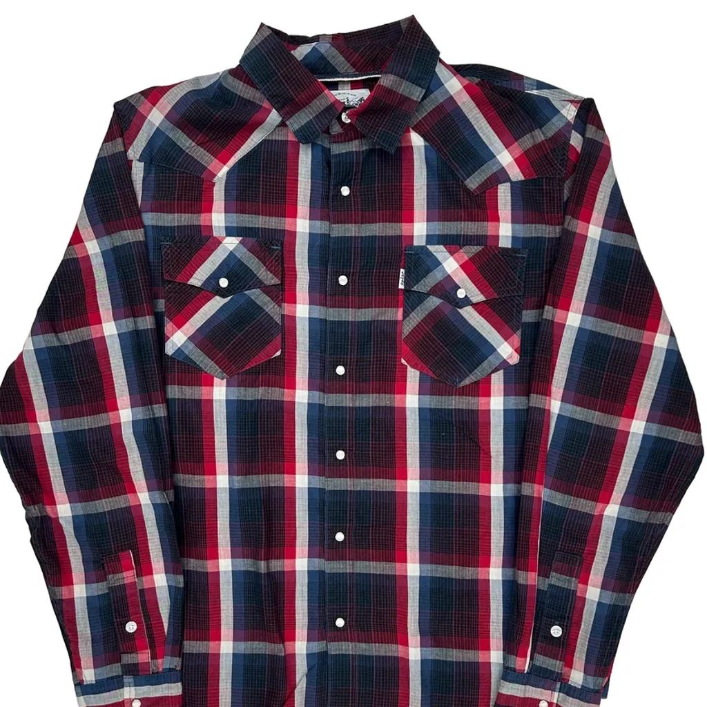 Levis Checked Flannel Shirt - Large Red Cotton - Image 4