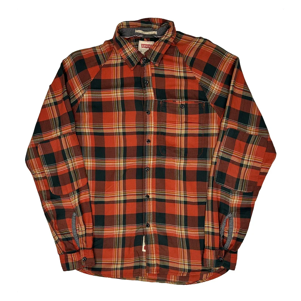 Levis Checked Flannel Shirt - Medium Red Cotton