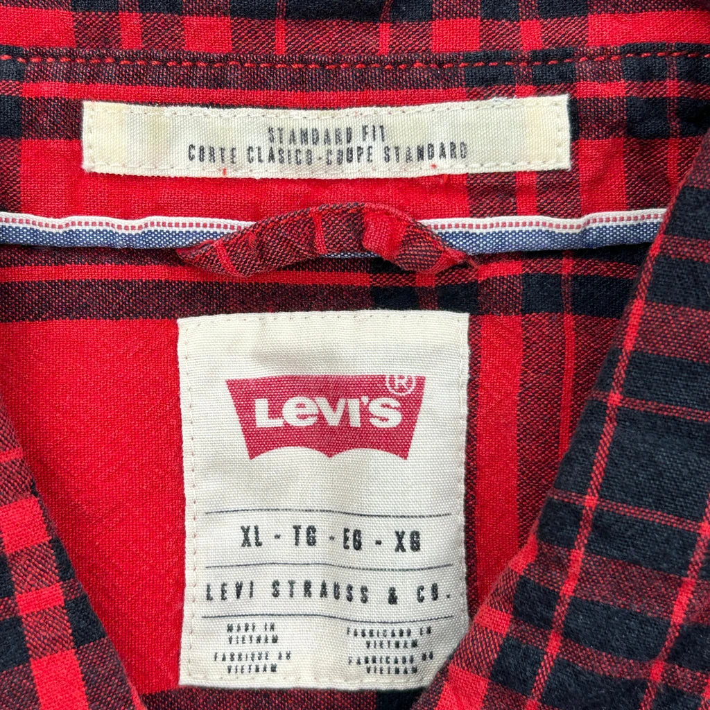 Levis Checked Flannel Shirt - XL Red Cotton - Image 3