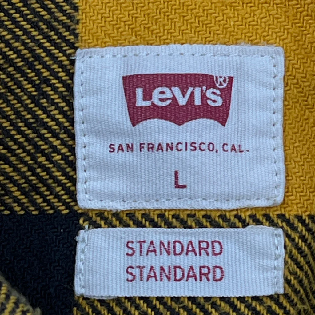 Levis Checked Flannel Shirt - Large Yellow Cotton - Image 3